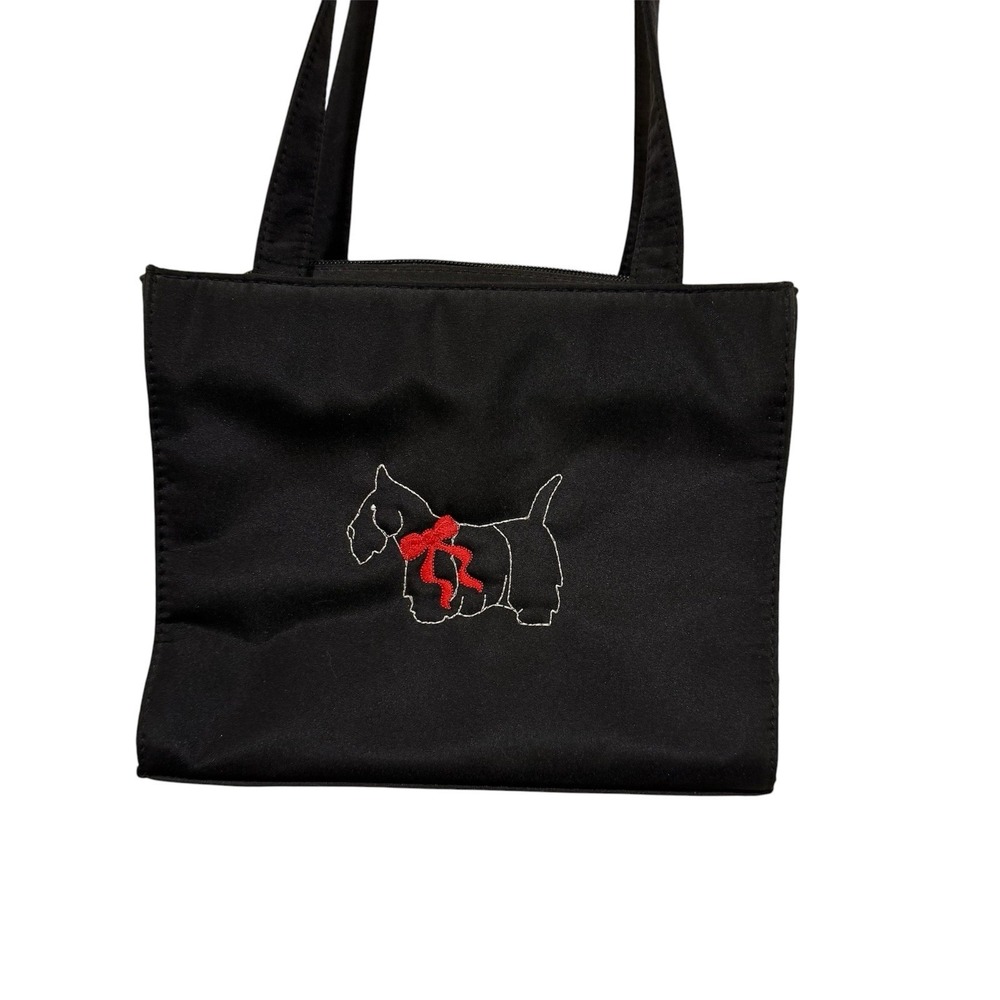 Black And Red Novelty Scotty Dog Hand Bag By Chateau 9" x 7.5"